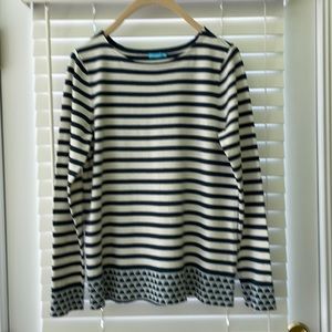 J. McLaughlin blue and white stripe sweater size M